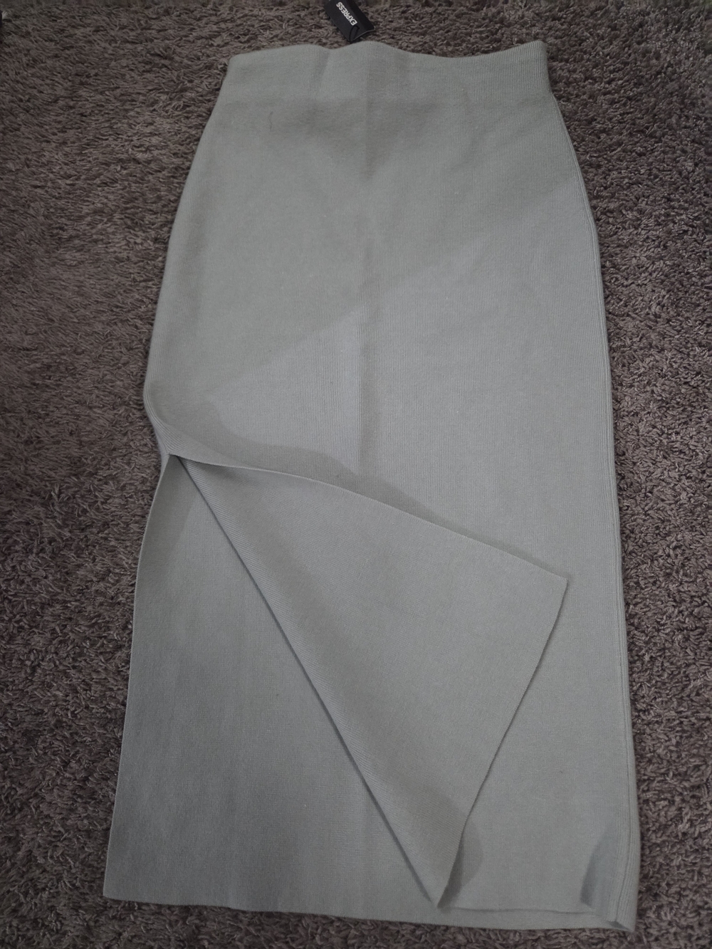 Express Light Sage High-Waist Pencil Skirt with Side Slit - Picture 3 of 5